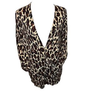 Grace Elements Leopard Print Open Front Cardigan Sweater Womens Fashion